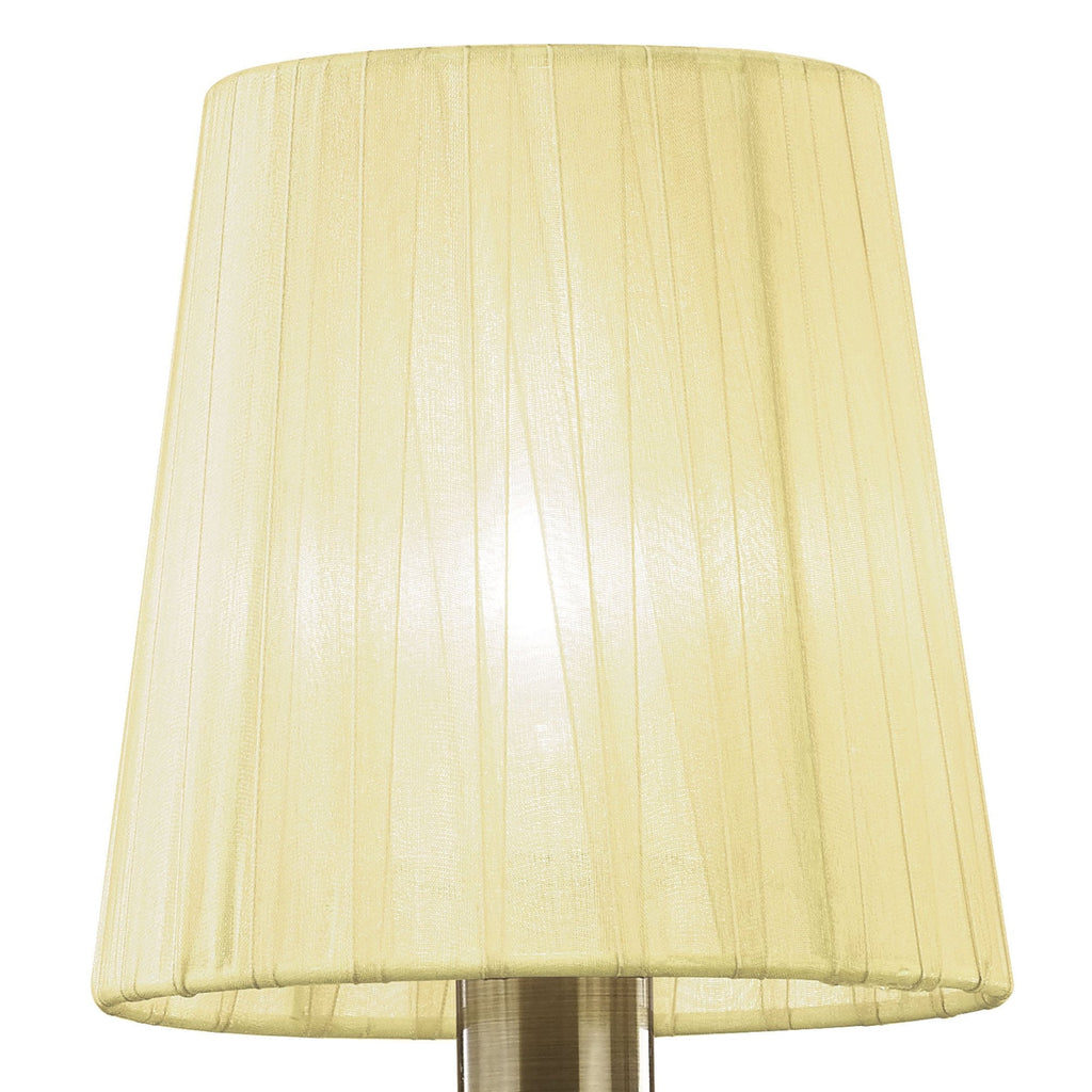 M3883/S/CS Tiffany Wall Lamp Switched 2+2 Light E14+G9 Antique Brass Cream Shades & Clear Crystal