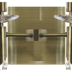 M3883/S/WS Tiffany Wall Lamp Switched 2+2 Light E14+G9 Antique Brass White Shades & Clear Crystal