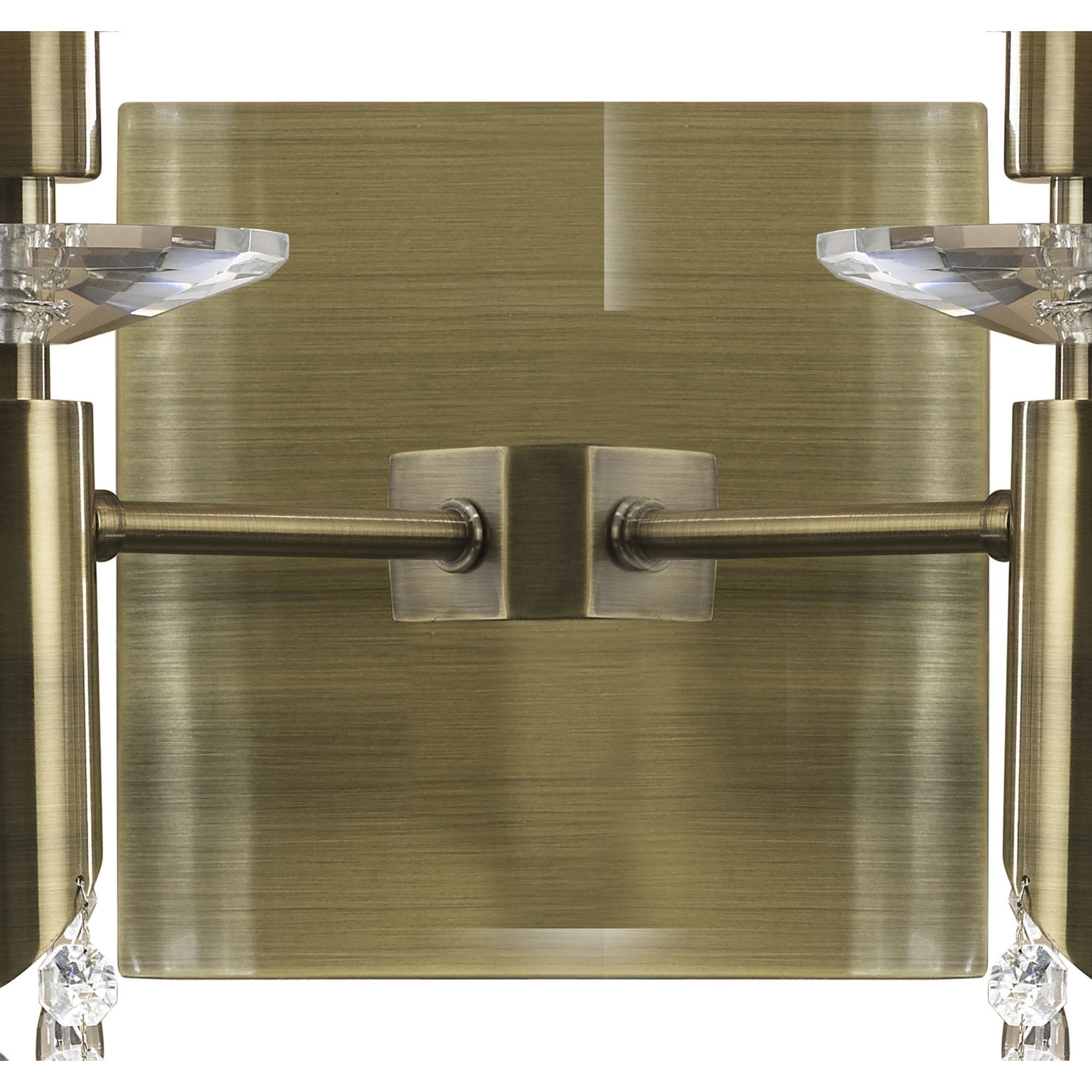 M3883/S/WS Tiffany Wall Lamp Switched 2+2 Light E14+G9 Antique Brass White Shades & Clear Crystal