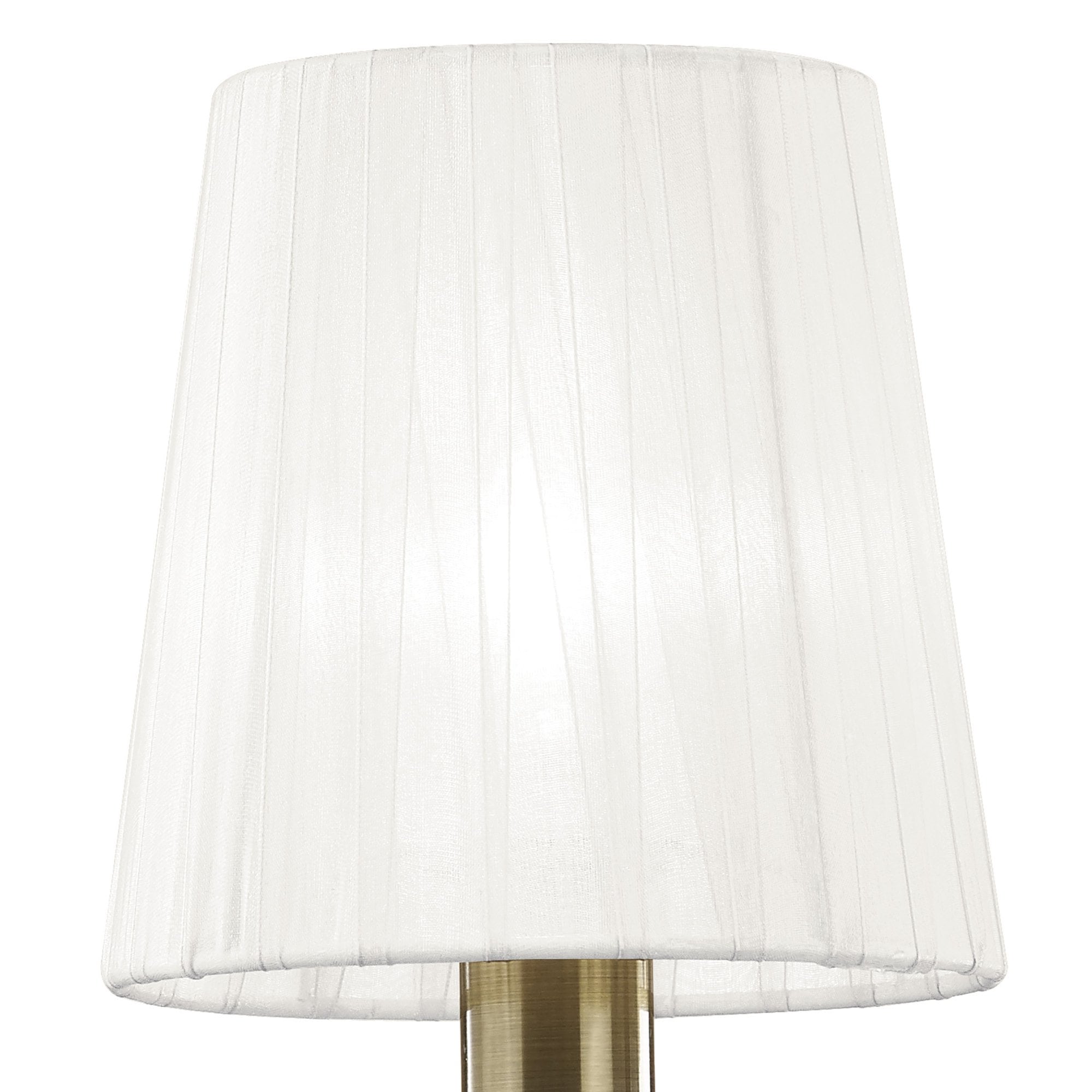 M3883/S/WS Tiffany Wall Lamp Switched 2+2 Light E14+G9 Antique Brass White Shades & Clear Crystal