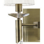 M3883/S/WS Tiffany Wall Lamp Switched 2+2 Light E14+G9 Antique Brass White Shades & Clear Crystal
