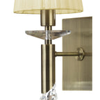 M3884/S/CS Tiffany Wall Lamp Switched 1+1 Light E14+G9 Antique Brass Cream Shade & Clear Crystal