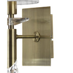M3884/S/WS Tiffany Wall Lamp Switched 1+1 Light E14+G9 Antique Brass White Shade & Clear Crystal