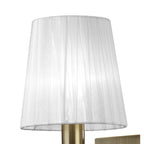 M3884/S/WS Tiffany Wall Lamp Switched 1+1 Light E14+G9 Antique Brass White Shade & Clear Crystal