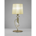 M3888/CS Tiffany Table Lamp 1+1 Light E14+G9 Antique Brass Cream Shade & Clear Crystal