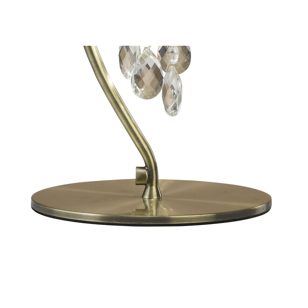 M3888/CS Tiffany Table Lamp 1+1 Light E14+G9 Antique Brass Cream Shade & Clear Crystal