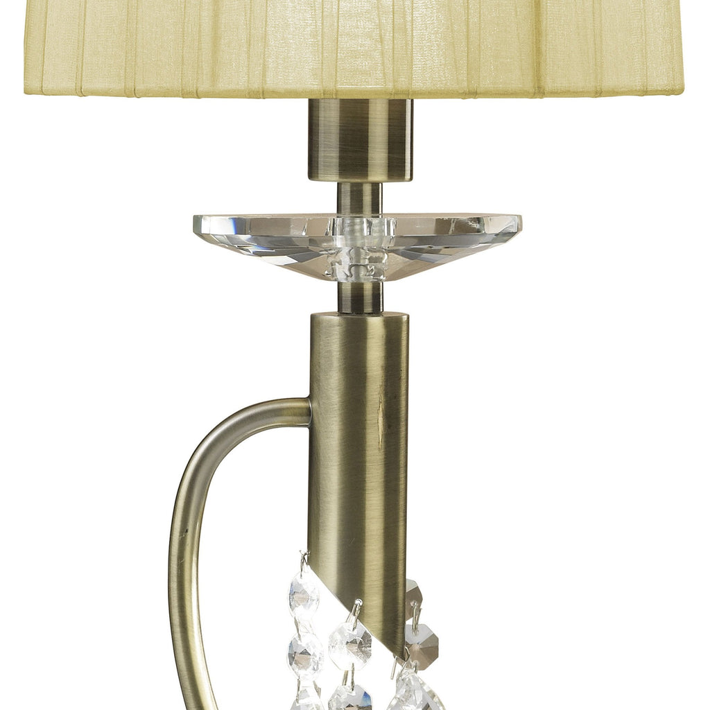 M3888/CS Tiffany Table Lamp 1+1 Light E14+G9 Antique Brass Cream Shade & Clear Crystal
