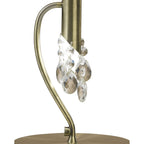 M3888/CS Tiffany Table Lamp 1+1 Light E14+G9 Antique Brass Cream Shade & Clear Crystal