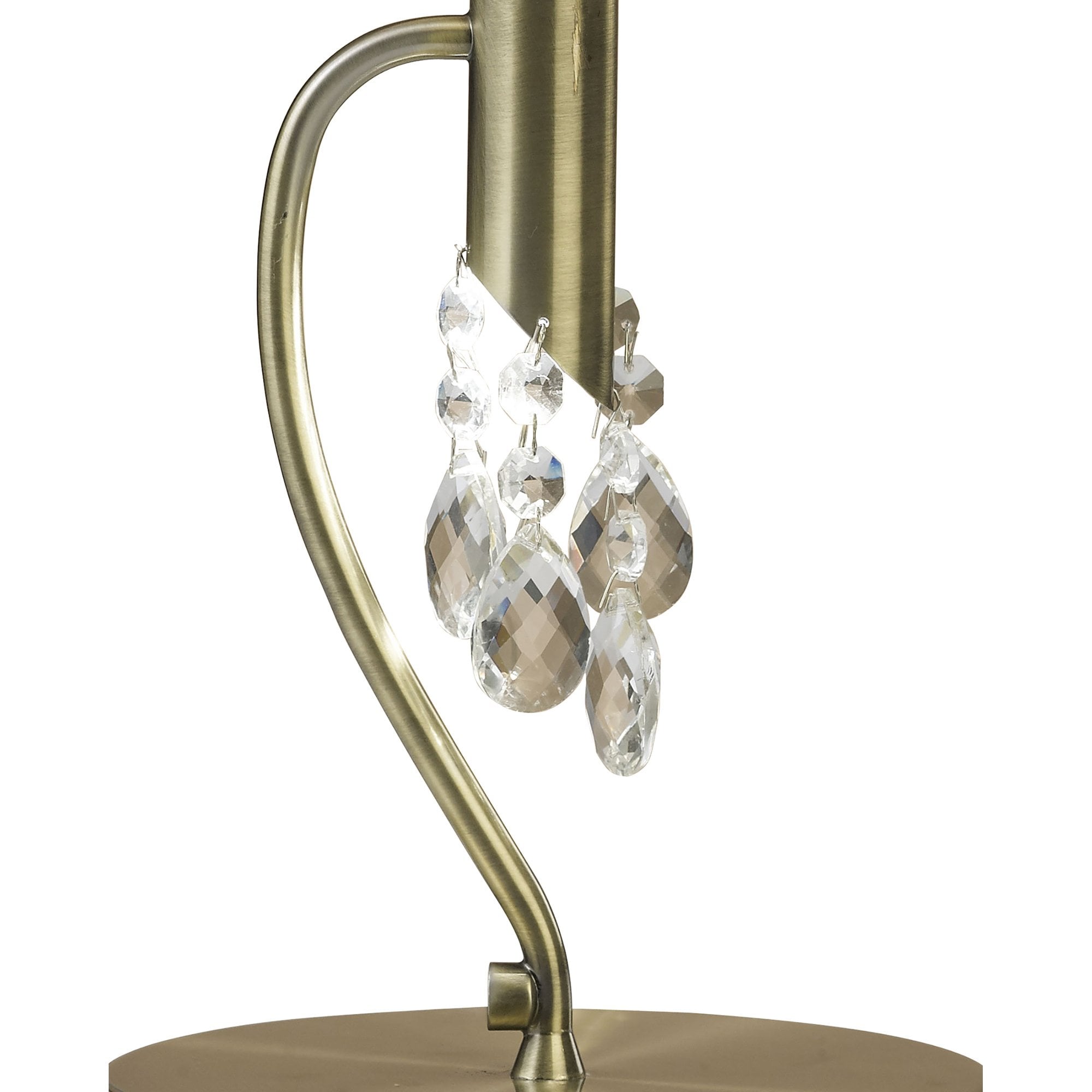 M3888/CS Tiffany Table Lamp 1+1 Light E14+G9 Antique Brass Cream Shade & Clear Crystal