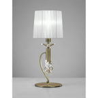 M3888/WS Tiffany Table Lamp 1+1 Light E14+G9 Antique Brass White Shade & Clear Crystal