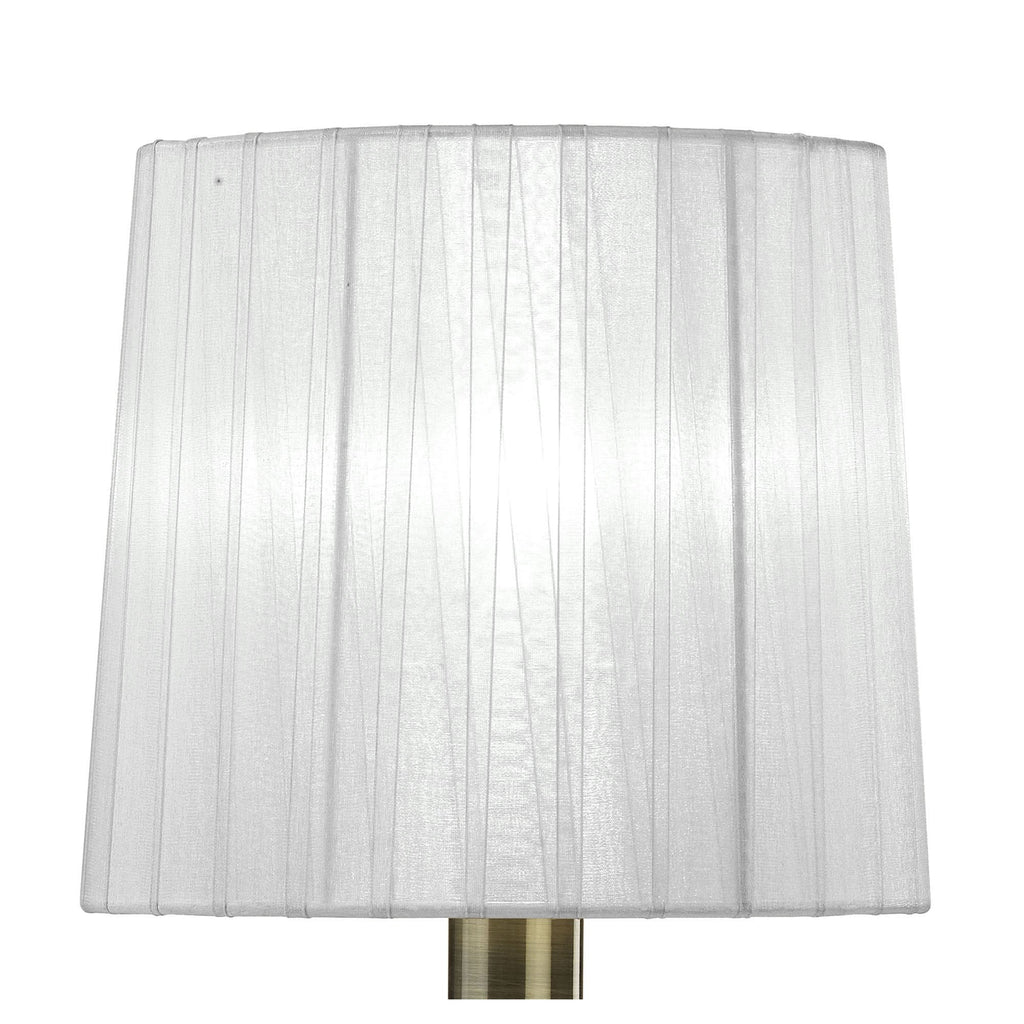 M3888/WS Tiffany Table Lamp 1+1 Light E14+G9 Antique Brass White Shade & Clear Crystal