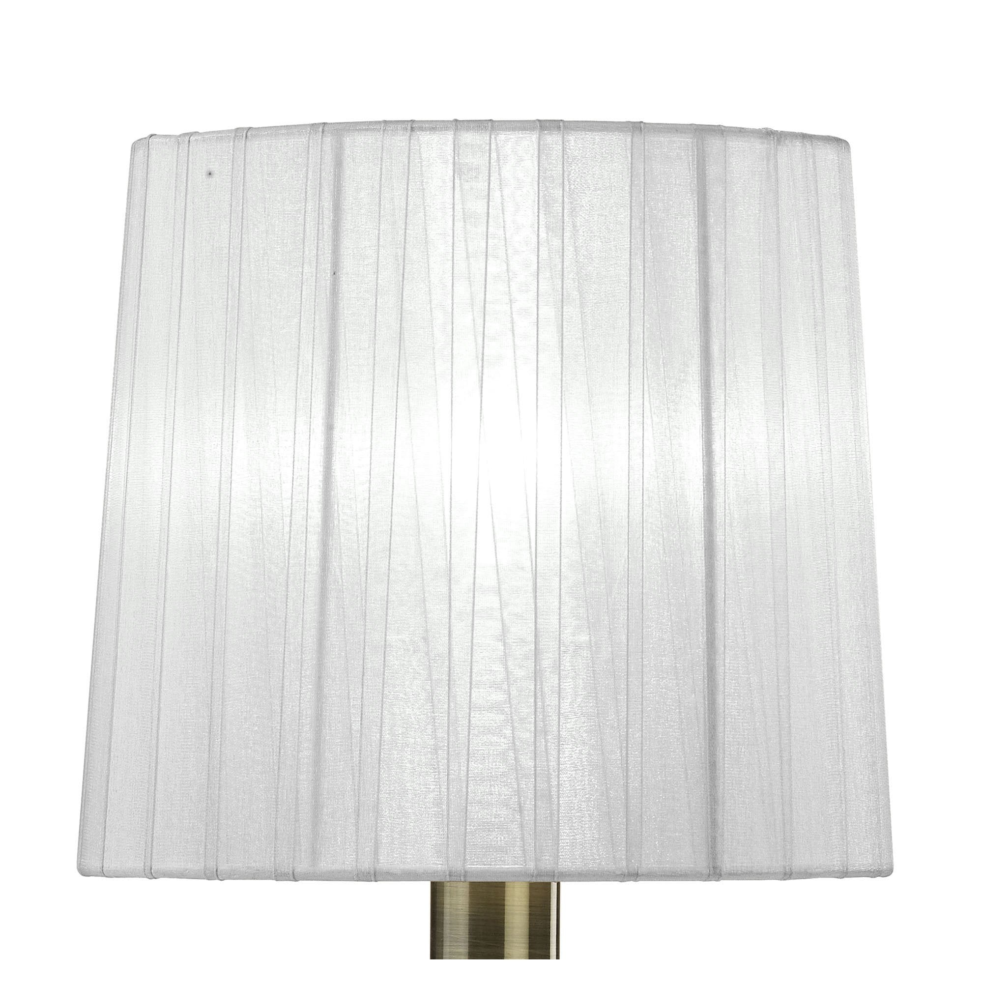M3888/WS Tiffany Table Lamp 1+1 Light E14+G9 Antique Brass White Shade & Clear Crystal