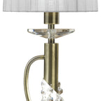 M3888/WS Tiffany Table Lamp 1+1 Light E14+G9 Antique Brass White Shade & Clear Crystal