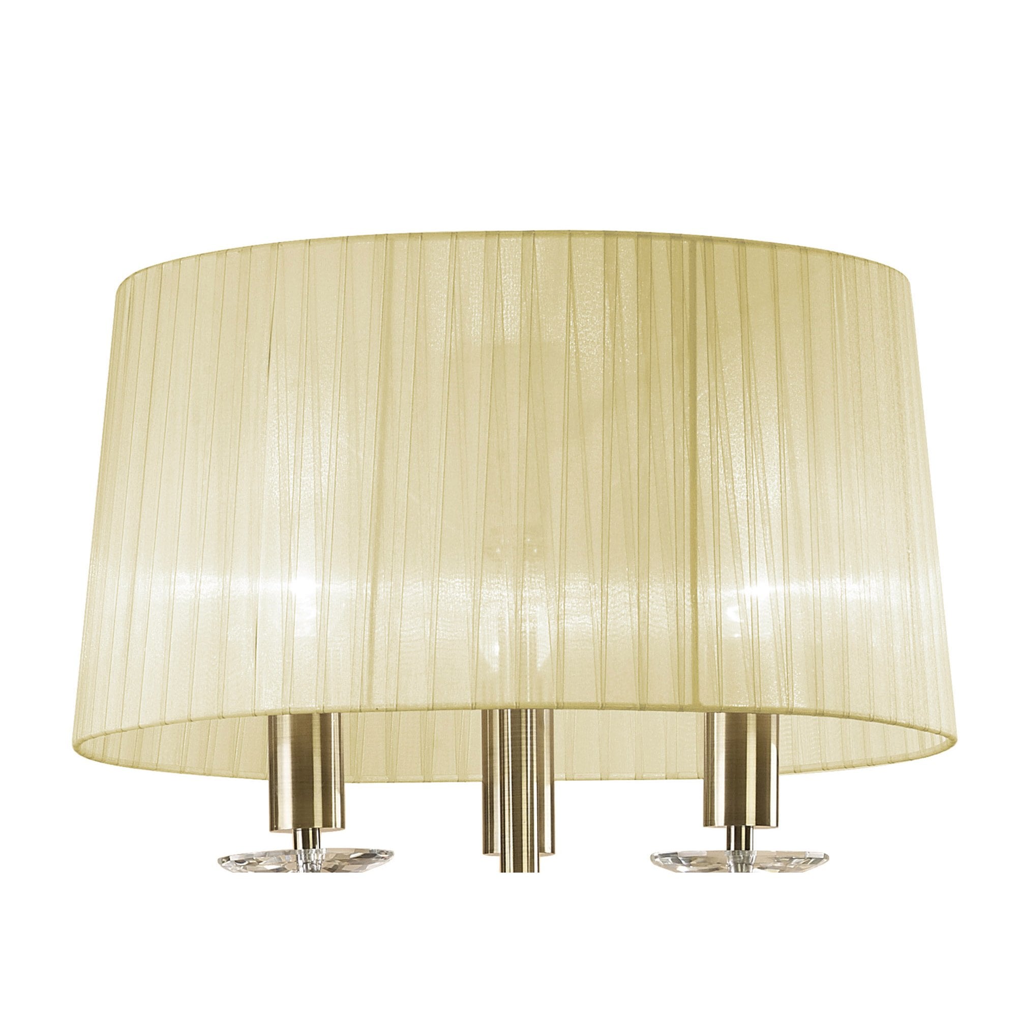 M3889/CS Tiffany Floor Lamp 3+3 Light E27+G9 Antique Brass Cream Shade & Clear Crystal