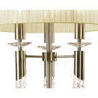 M3889/CS Tiffany Floor Lamp 3+3 Light E27+G9 Antique Brass Cream Shade & Clear Crystal