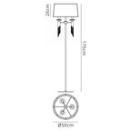 M3889/WS Tiffany Floor Lamp 3+3 Light E27+G9 Antique Brass White Shade & Clear Crystal