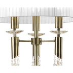 M3889/WS Tiffany Floor Lamp 3+3 Light E27+G9 Antique Brass White Shade & Clear Crystal