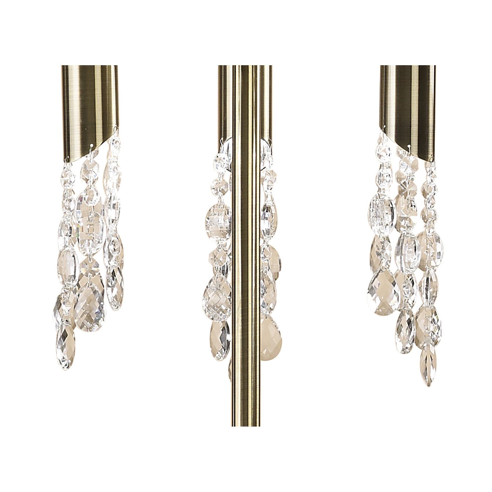 M3889/WS Tiffany Floor Lamp 3+3 Light E27+G9 Antique Brass White Shade & Clear Crystal