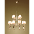 M3850FG/SBS Tiffany Pendant 2 Tier 12+12 Light E14+G9 French Gold Soft Bronze Shades & Clear Crystal