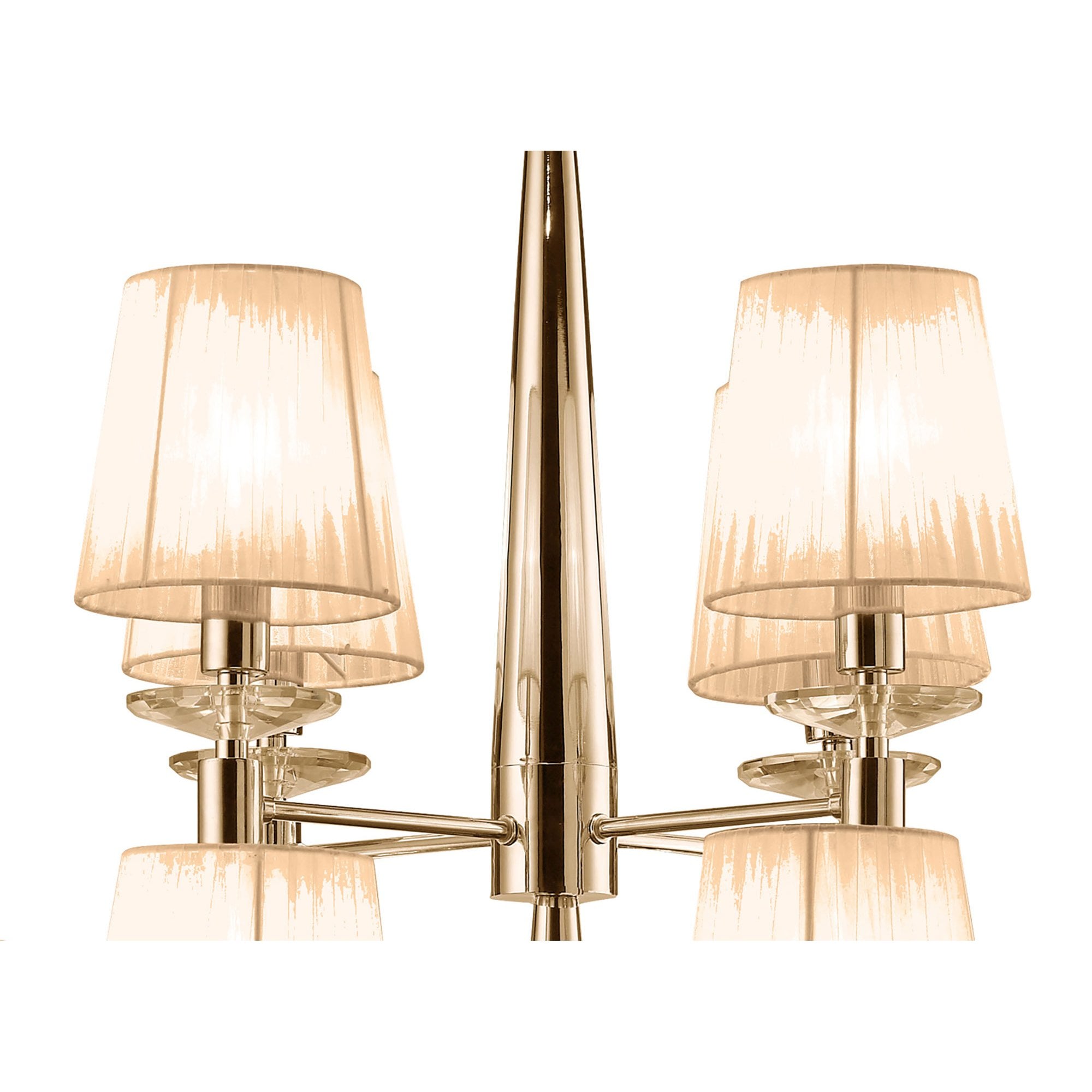 M3850FG/SBS Tiffany Pendant 2 Tier 12+12 Light E14+G9 French Gold Soft Bronze Shades & Clear Crystal