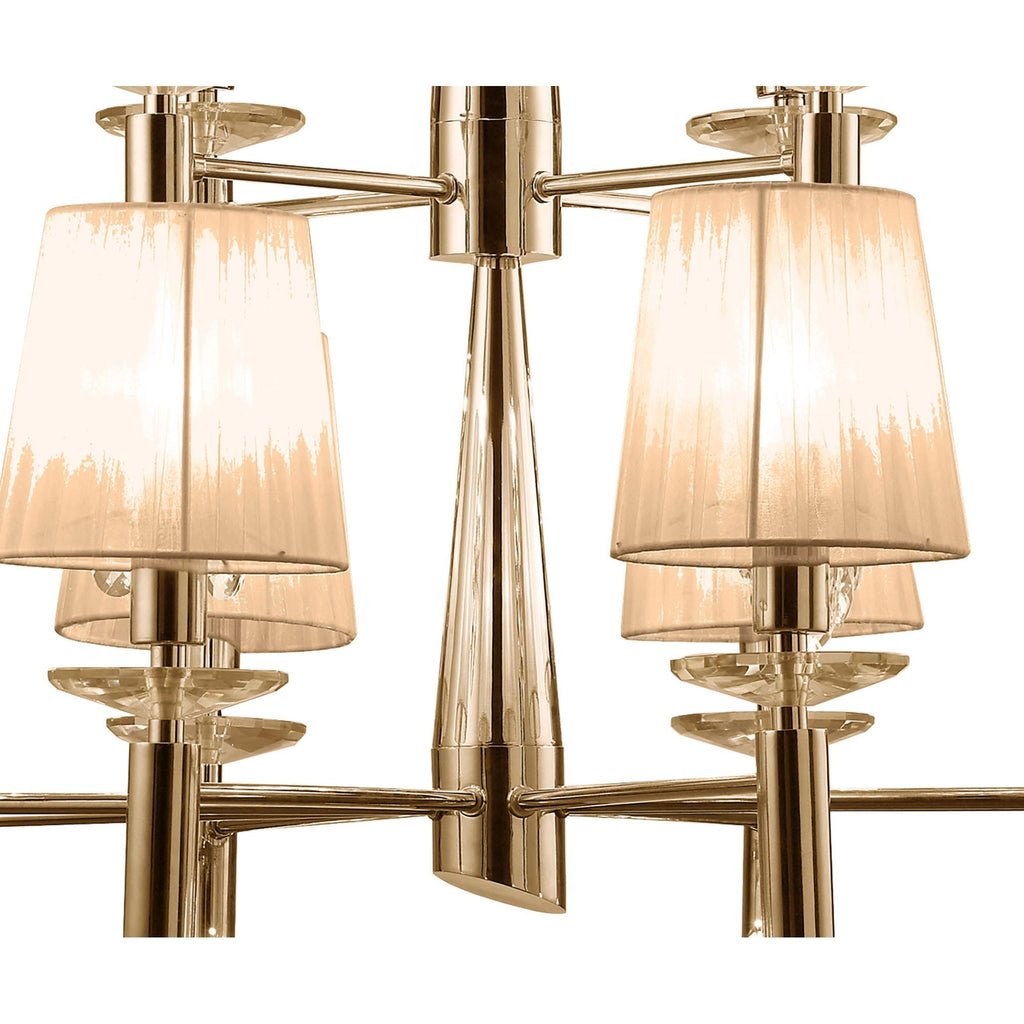 M3850FG/SBS Tiffany Pendant 2 Tier 12+12 Light E14+G9 French Gold Soft Bronze Shades & Clear Crystal