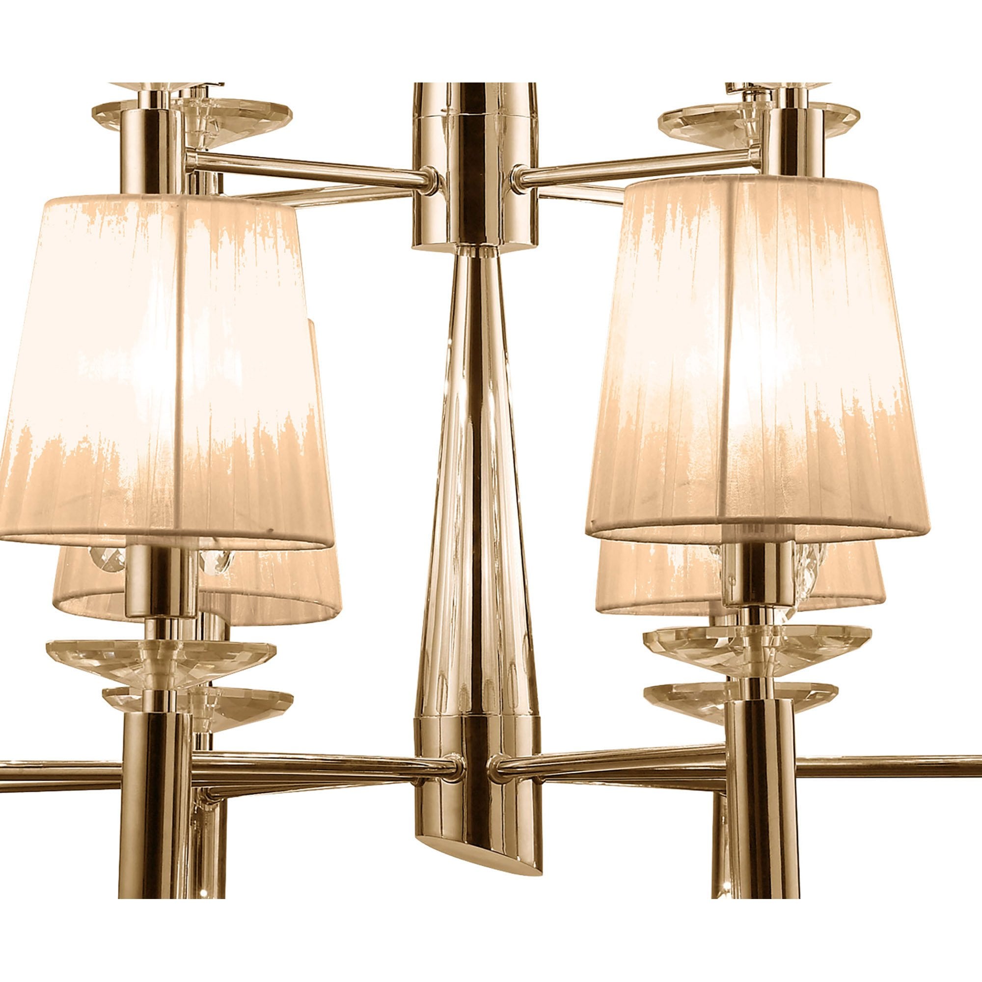 M3850FG/SBS Tiffany Pendant 2 Tier 12+12 Light E14+G9 French Gold Soft Bronze Shades & Clear Crystal