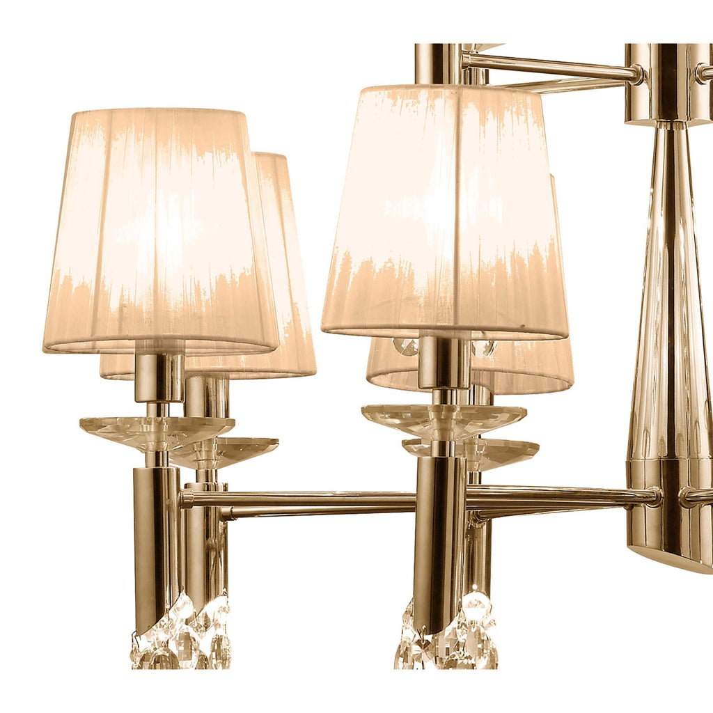 M3850FG/SBS Tiffany Pendant 2 Tier 12+12 Light E14+G9 French Gold Soft Bronze Shades & Clear Crystal