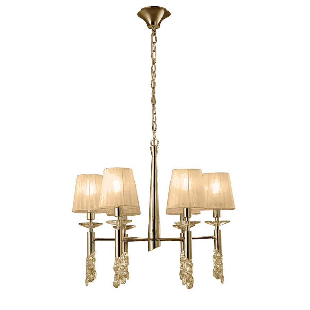 M3851FG/SBS Tiffany Pendant 6+6 Light E14+G9 French Gold Soft Bronze Shades & Clear Crystal