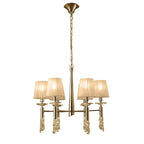 M3851FG/SBS Tiffany Pendant 6+6 Light E14+G9 French Gold Soft Bronze Shades & Clear Crystal
