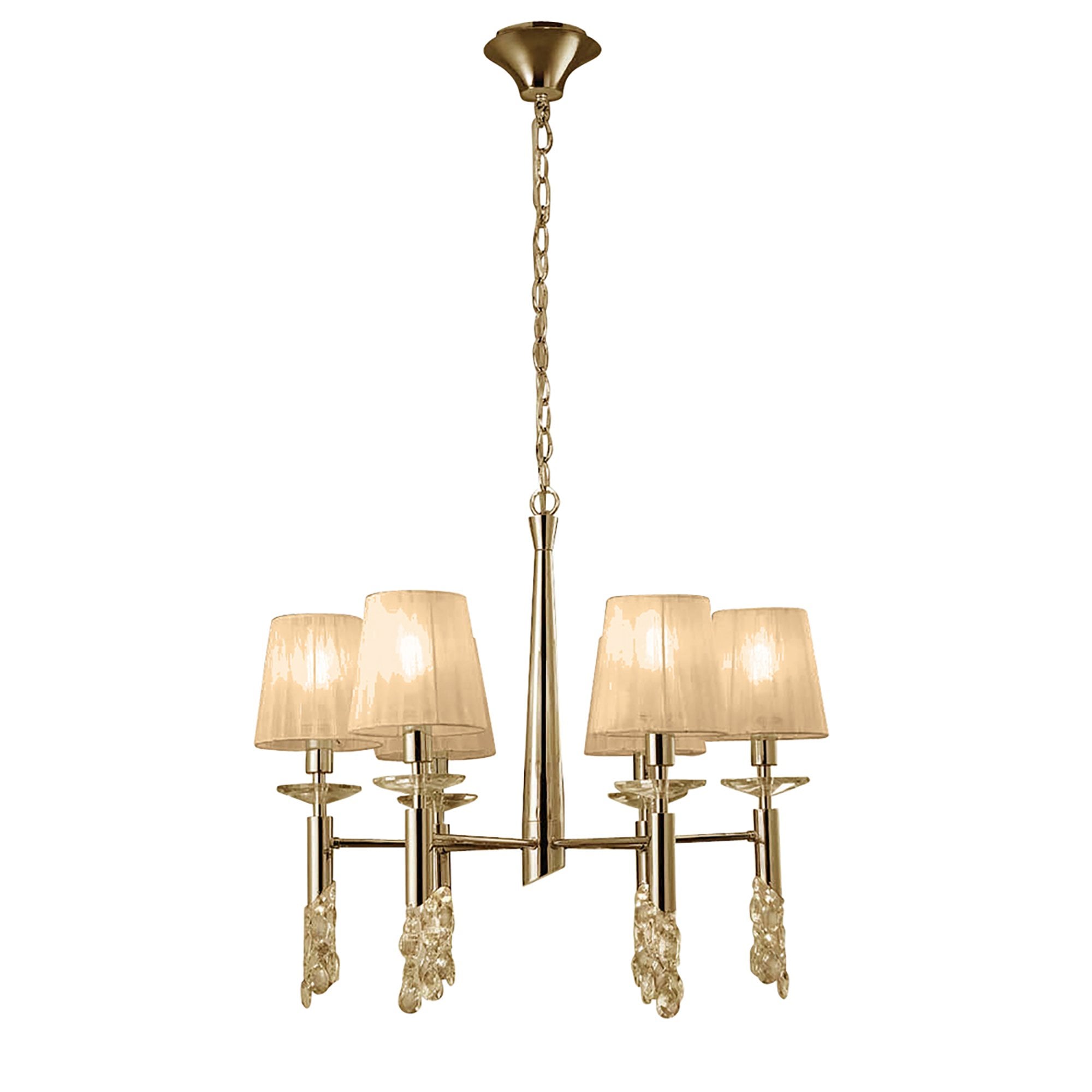 M3851FG/SBS Tiffany Pendant 6+6 Light E14+G9 French Gold Soft Bronze Shades & Clear Crystal