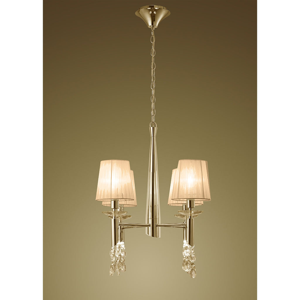 M3852FG/SBS Tiffany Pendant 4+4 Light E14+G9 French Gold Soft Bronze Shades & Clear Crystal