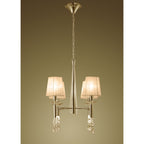 M3852FG/SBS Tiffany Pendant 4+4 Light E14+G9 French Gold Soft Bronze Shades & Clear Crystal