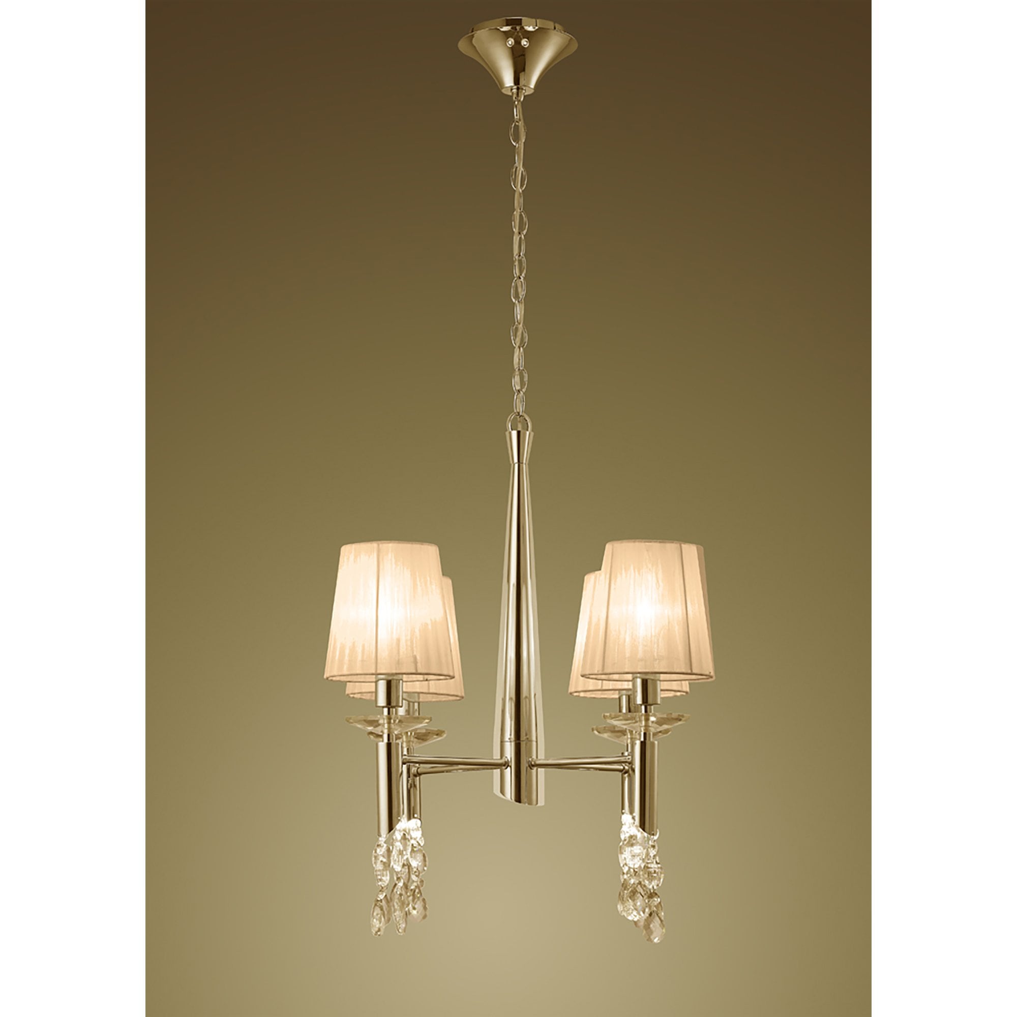 M3852FG/SBS Tiffany Pendant 4+4 Light E14+G9 French Gold Soft Bronze Shades & Clear Crystal