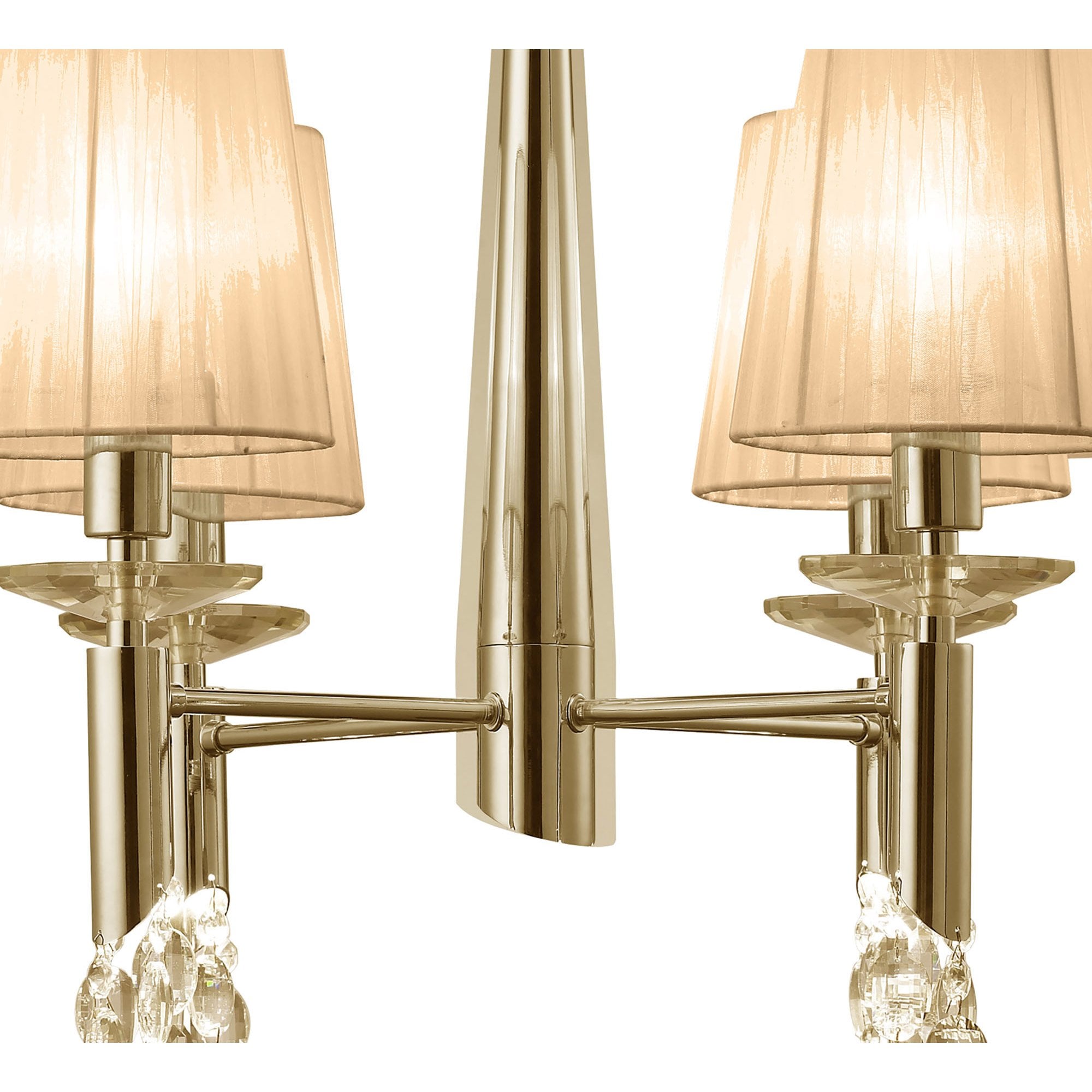 M3852FG/SBS Tiffany Pendant 4+4 Light E14+G9 French Gold Soft Bronze Shades & Clear Crystal