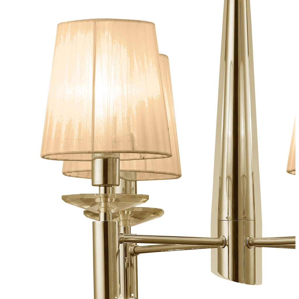M3852FG/SBS Tiffany Pendant 4+4 Light E14+G9 French Gold Soft Bronze Shades & Clear Crystal