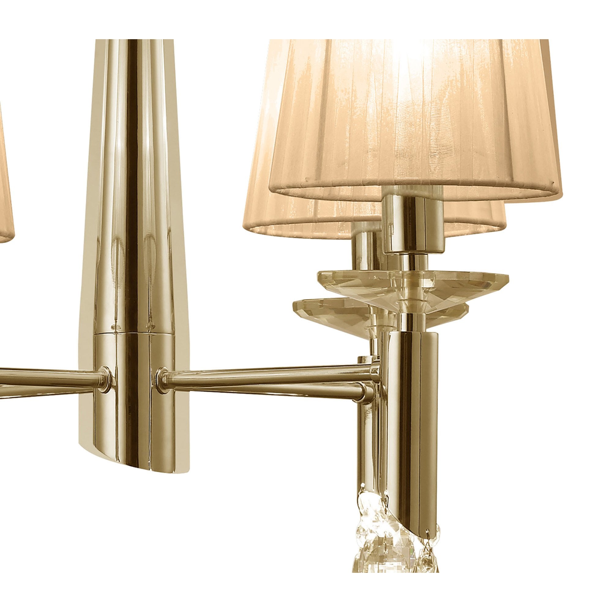 M3852FG/SBS Tiffany Pendant 4+4 Light E14+G9 French Gold Soft Bronze Shades & Clear Crystal