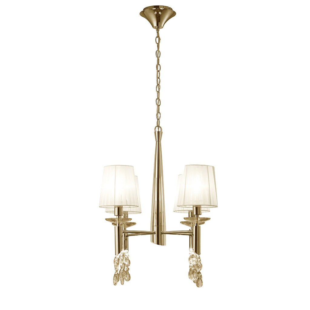 M3852FG/WS Tiffany Pendant 4+4 Light E14+G9 French Gold White Shades & Clear Crystal