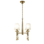 M3852FG/WS Tiffany Pendant 4+4 Light E14+G9 French Gold White Shades & Clear Crystal