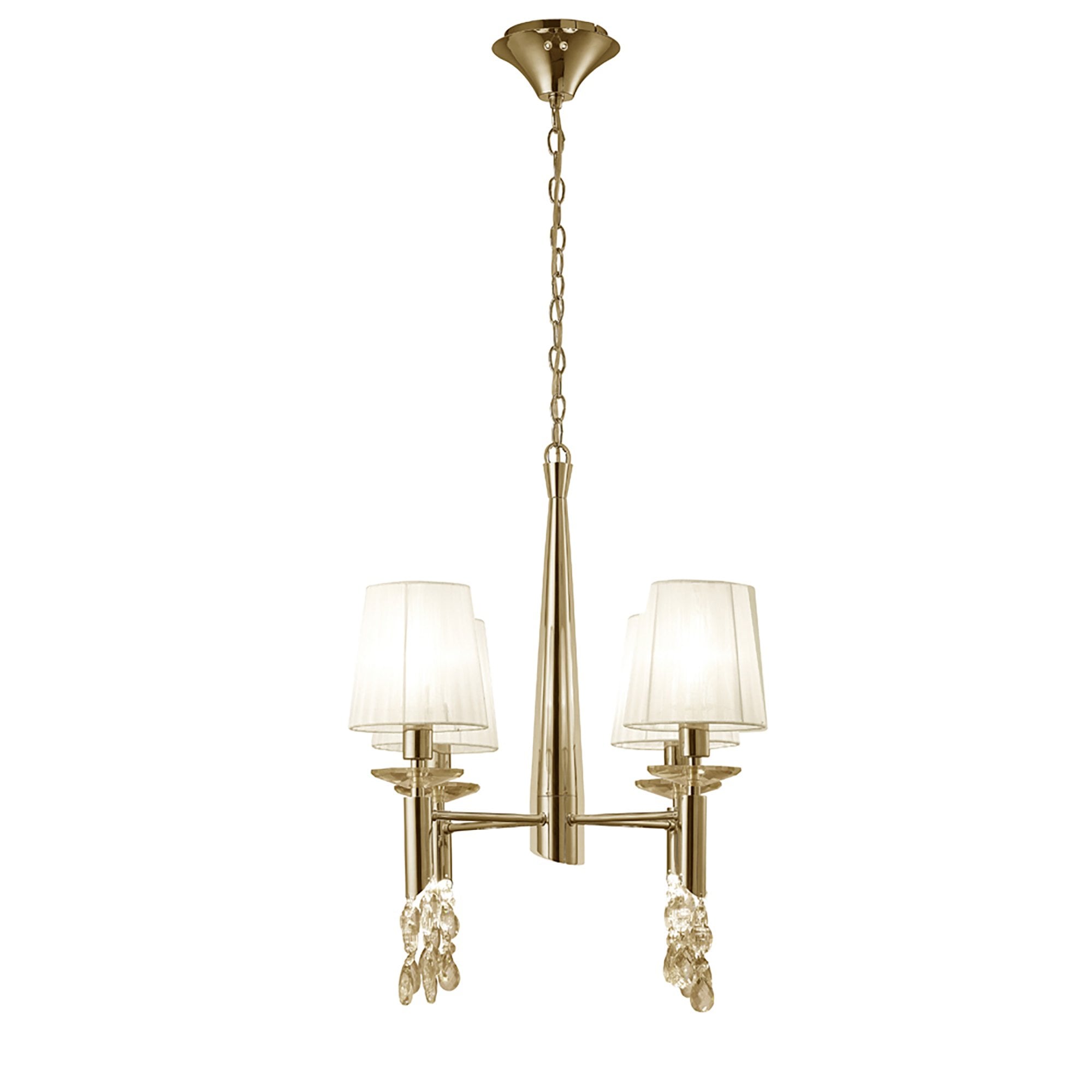 M3852FG/WS Tiffany Pendant 4+4 Light E14+G9 French Gold White Shades & Clear Crystal