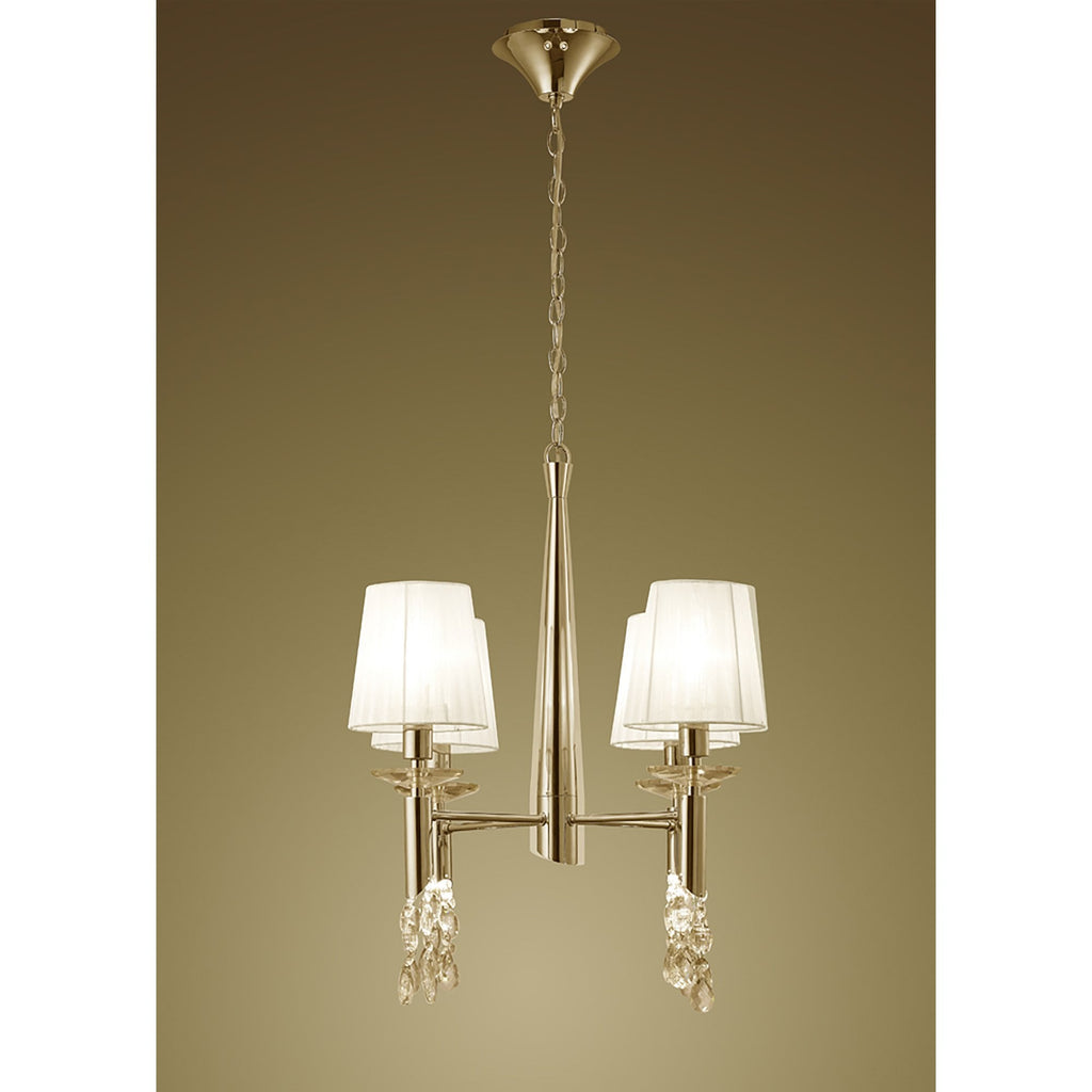 M3852FG/WS Tiffany Pendant 4+4 Light E14+G9 French Gold White Shades & Clear Crystal