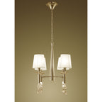 M3852FG/WS Tiffany Pendant 4+4 Light E14+G9 French Gold White Shades & Clear Crystal