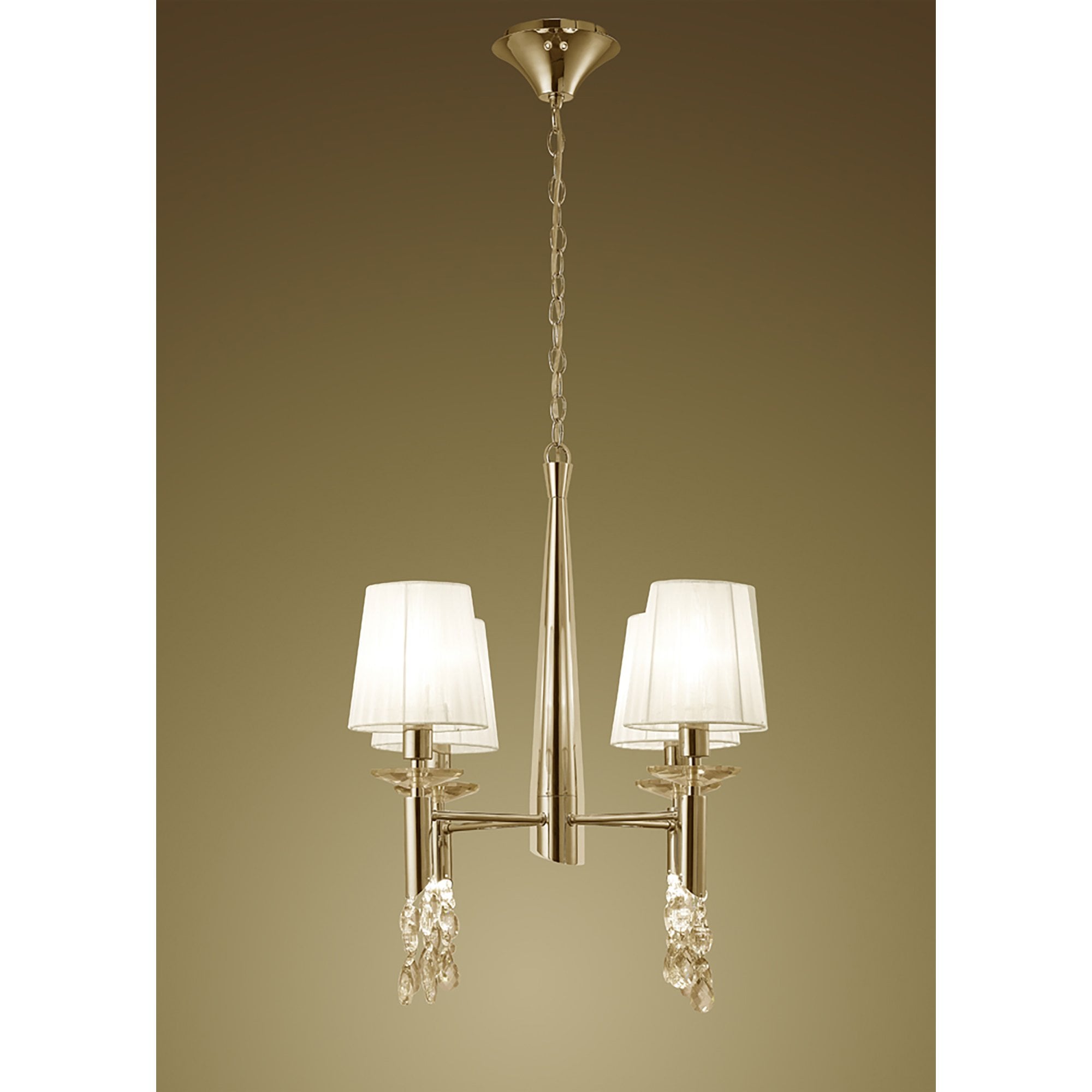M3852FG/WS Tiffany Pendant 4+4 Light E14+G9 French Gold White Shades & Clear Crystal