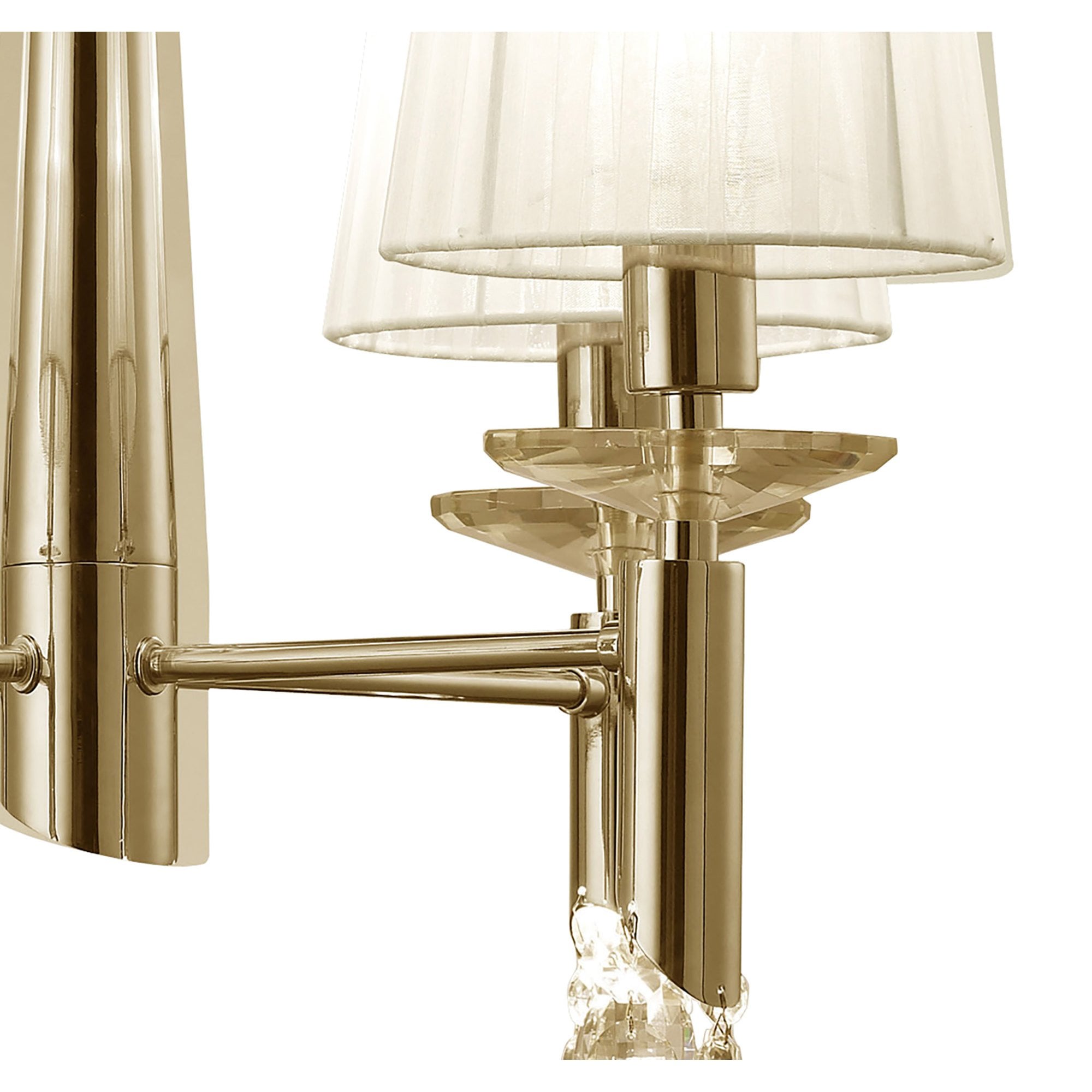 M3852FG/WS Tiffany Pendant 4+4 Light E14+G9 French Gold White Shades & Clear Crystal