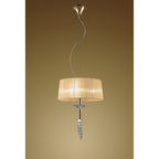 M3858FG/SBS Tiffany Pendant 3+1 Light E27+G9 French Gold Soft Bronze Shade & Clear Crystal