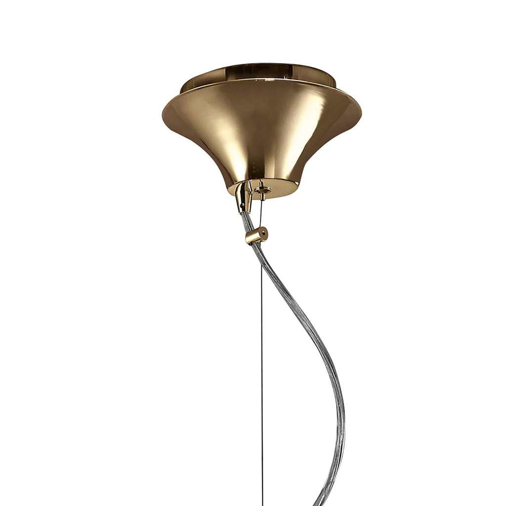 M3858FG/SBS Tiffany Pendant 3+1 Light E27+G9 French Gold Soft Bronze Shade & Clear Crystal