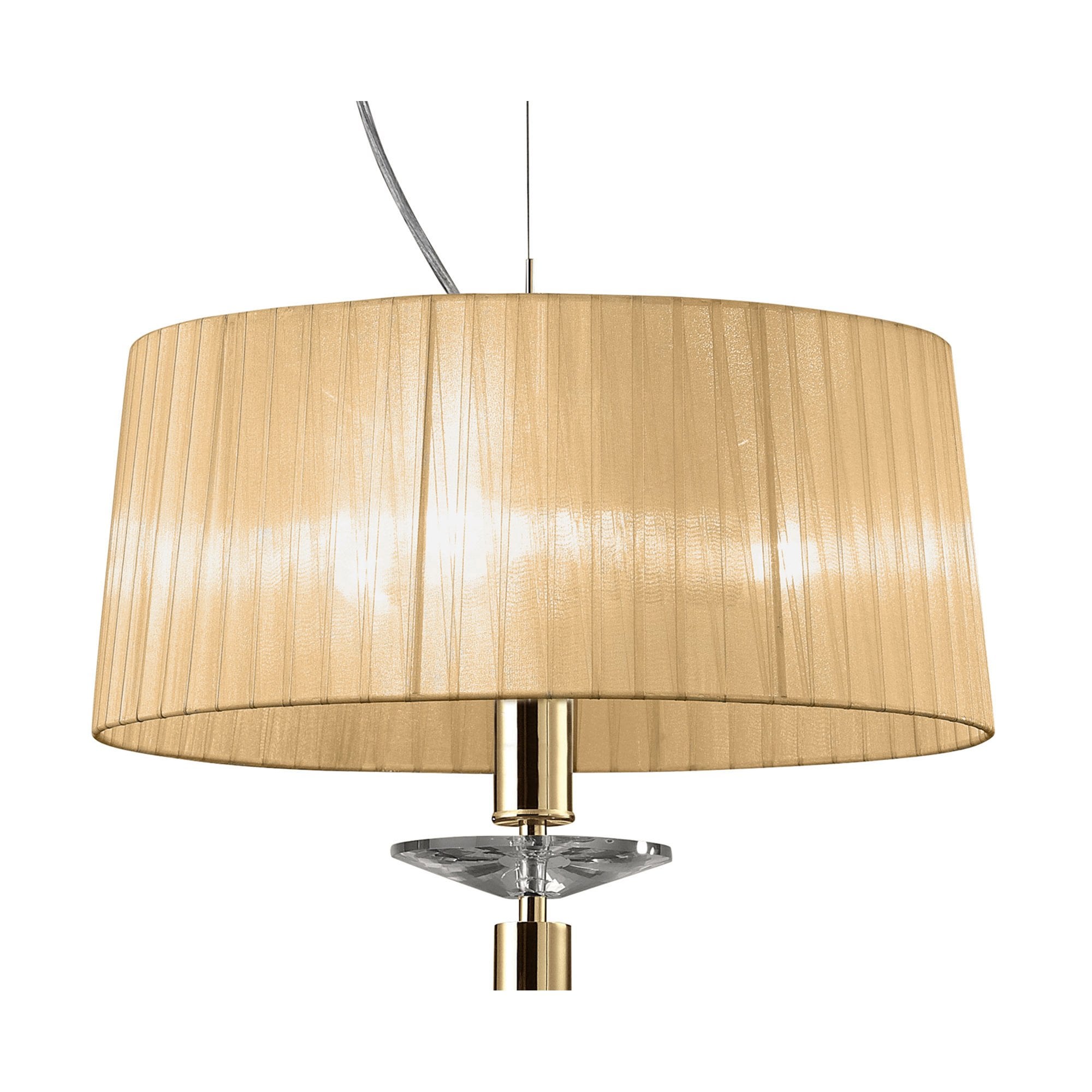 M3858FG/SBS Tiffany Pendant 3+1 Light E27+G9 French Gold Soft Bronze Shade & Clear Crystal