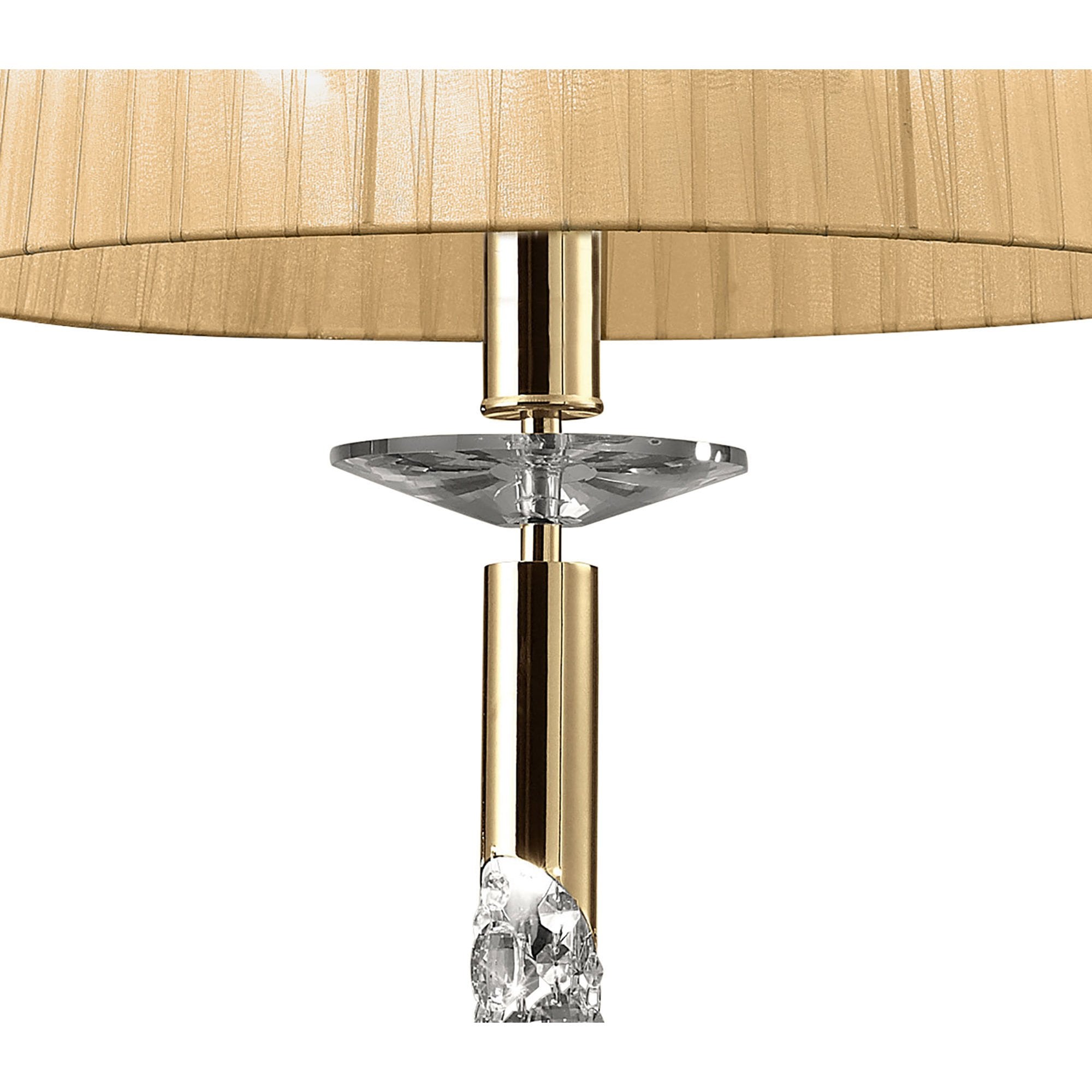 M3858FG/SBS Tiffany Pendant 3+1 Light E27+G9 French Gold Soft Bronze Shade & Clear Crystal