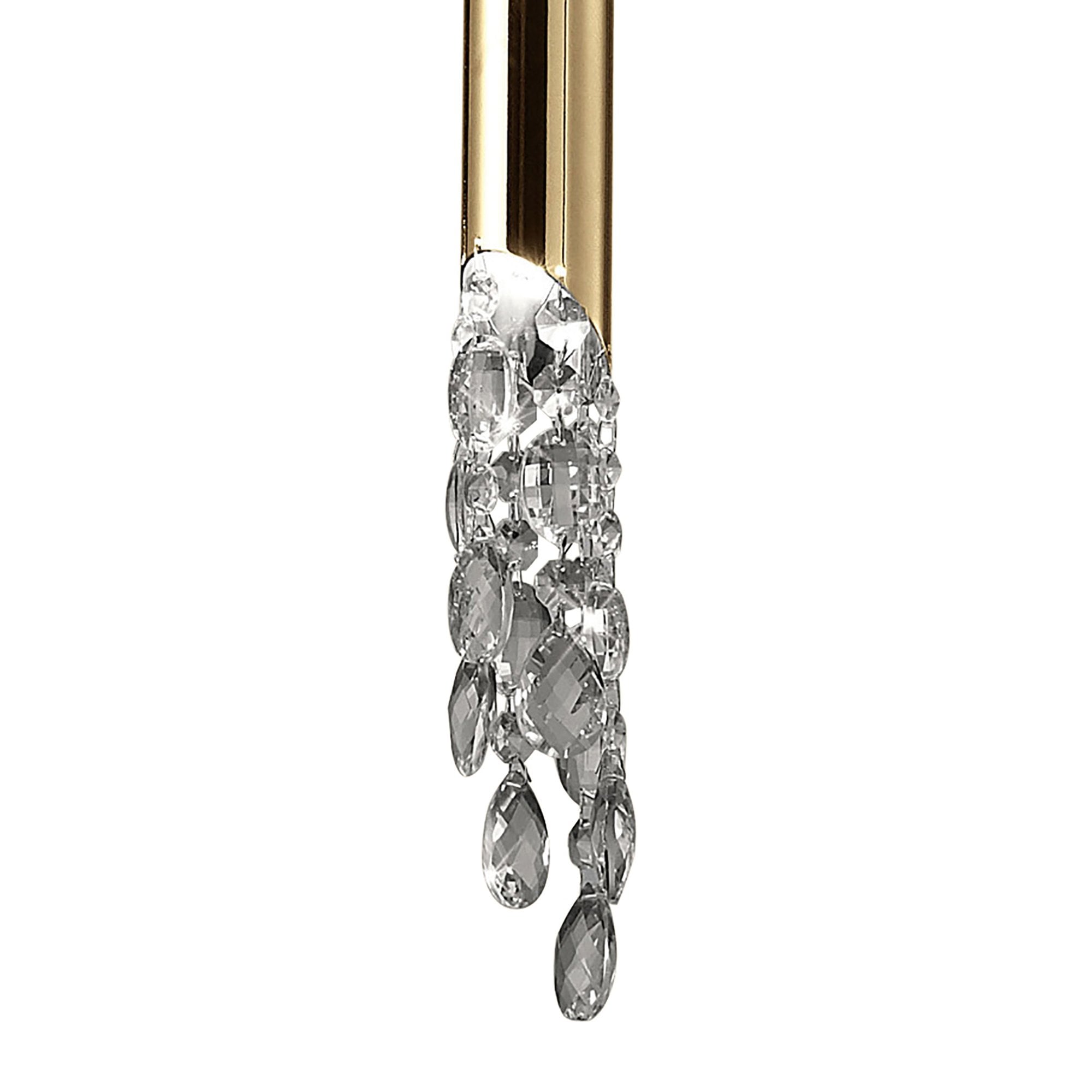 M3858FG/SBS Tiffany Pendant 3+1 Light E27+G9 French Gold Soft Bronze Shade & Clear Crystal
