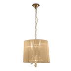M3860FG/SBS Tiffany Pendant 3+3 Light E14+G9 French Gold Soft Bronze Shade & Clear Crystal