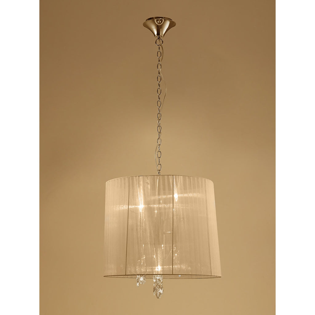 M3860FG/SBS Tiffany Pendant 3+3 Light E14+G9 French Gold Soft Bronze Shade & Clear Crystal